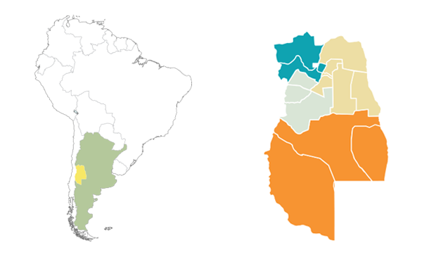 Mapa de regiones de Mendoza